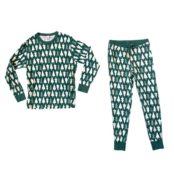 Hanna Andersson Christmas Trees Cotton Pajama Set Size Small/ Medium - Picture 1 of 6